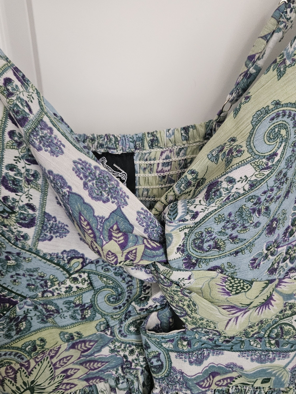 Angie Paisley Mini Dress in Green and Blue - Picture 2 of 4